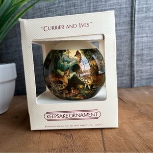 Vintage Hallmark Currier and Ives The Happy Family Roughed Grouse Christmas Ball